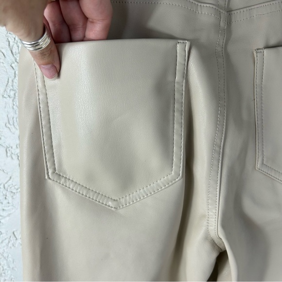 Zara | Faux Leather Cream Straight Leg Pants Size 4 - Picture 12 of 15